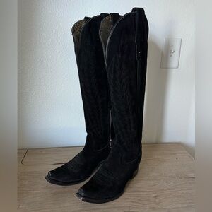 Black Suede Cowgirl Boots